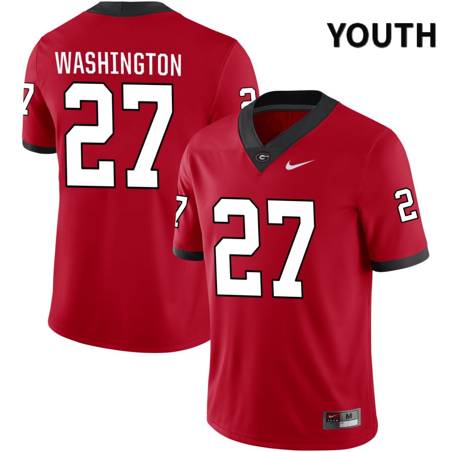 Georgia Bulldogs Youth C.J. Washington #27 Red 2022 NIL Stitched College UGA Football Jersey 23XB016ES